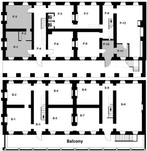 First Second Floor Plan with room codes