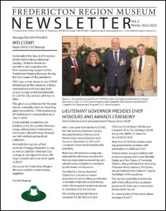 Click here to download Fredericton Region Museum Newsletter Winter 2022-2023 in PDF format.